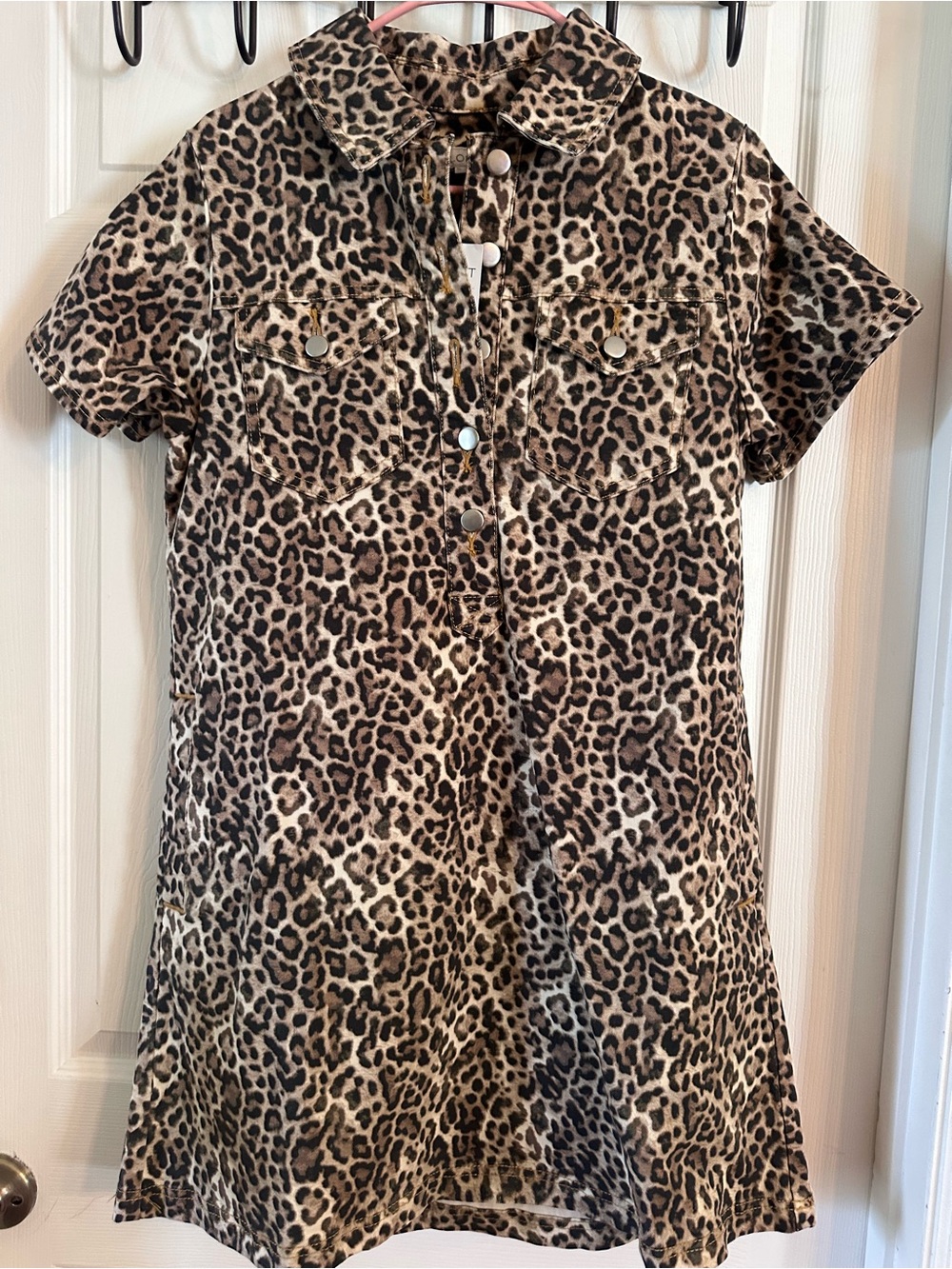 LOFT Leopard Print Mini Dress - Beige and Black